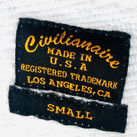 Civilianaire Sweatshirt Pullover Mens Small White Crewneck Made in USA - Picture 4 of 5